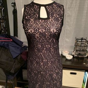 Black lace and sequin dress with nude liner